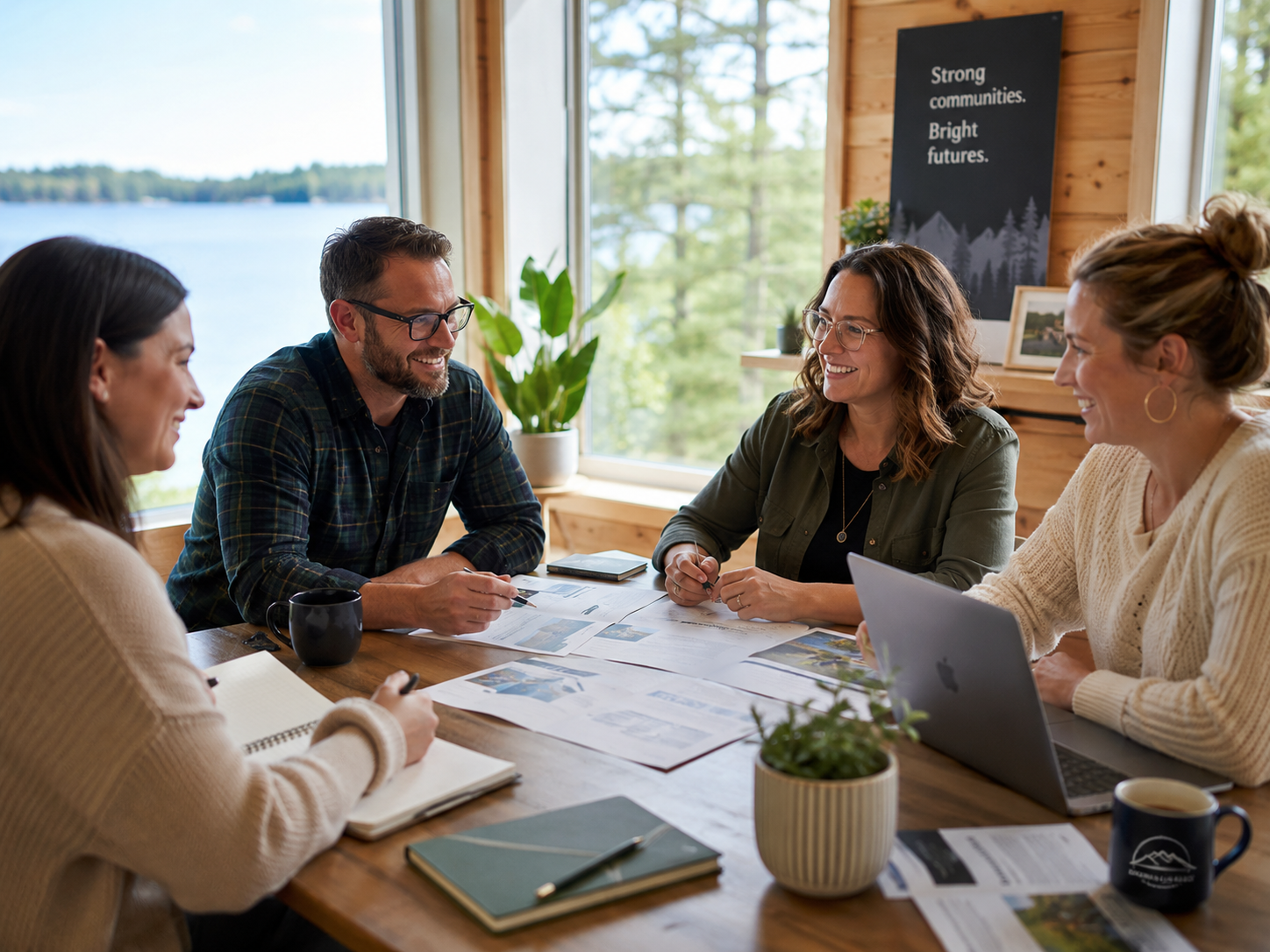 Collaborative team discussion in a warm Northern office setting